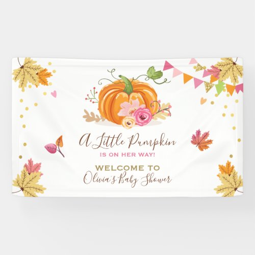 Little Pumpkin Baby Shower Banner Fall Autumn Girl