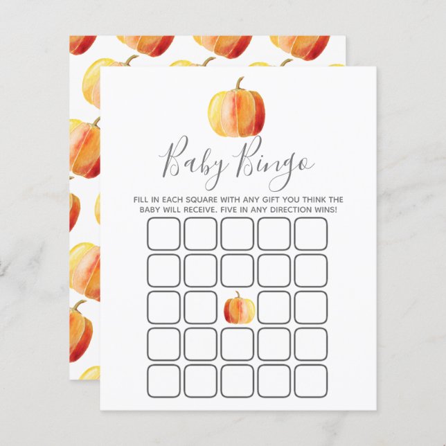 Little Pumpkin Baby Shower Bingo (Front/Back)