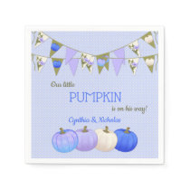 Little Pumpkin Baby Shower Blue Ivory Lavender Napkins
