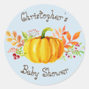 Little Pumpkin Baby Shower Blue Sticker