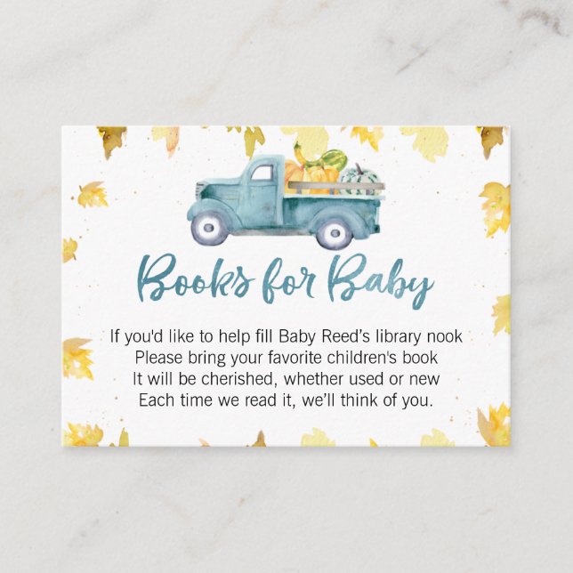 Little Pumpkin Baby Shower Book For Baby Insert (Front)