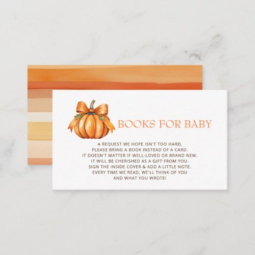 Little pumpkin Baby Shower Book Request Enclosure Card