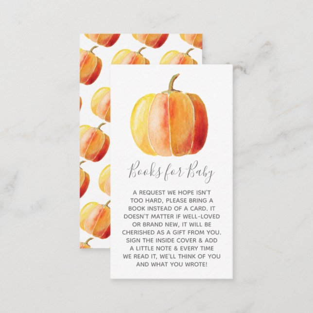 Little Pumpkin Baby Shower Book Request Enclosure Card (Front/Back)