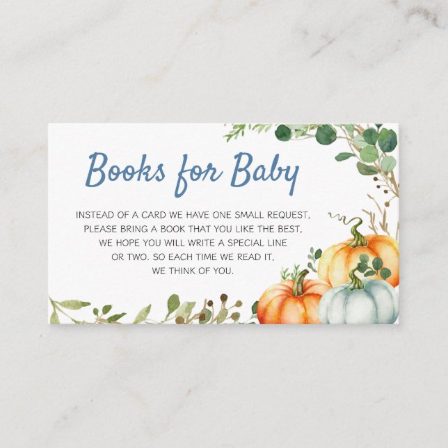 Little Pumpkin Baby Shower Books for Baby Enclosure Card (Front)