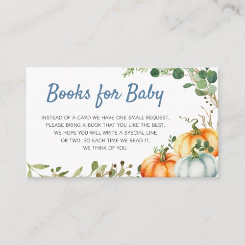 Little Pumpkin Baby Shower Books for Baby Enclosure Card