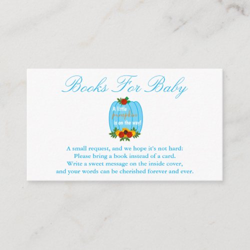 Little Pumpkin Baby Shower Books For Baby Enclosure Card