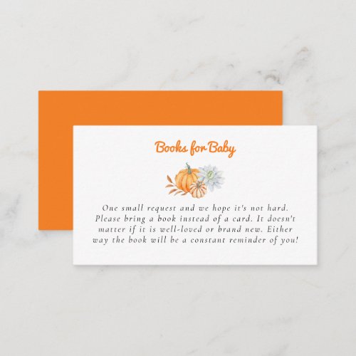  Little Pumpkin Baby Shower Books for Baby Enclosure Card