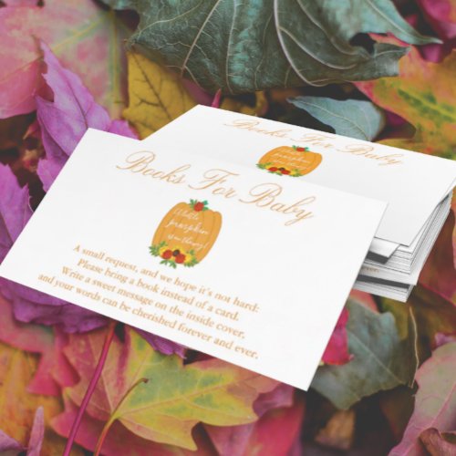 Little Pumpkin Baby Shower Books For Baby Enclosure Card