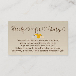 Little Pumpkin Baby Shower - Books for Baby Enclosure Card