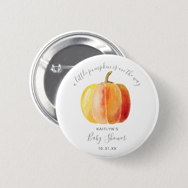 Little Pumpkin Baby Shower Button (Front & Back)