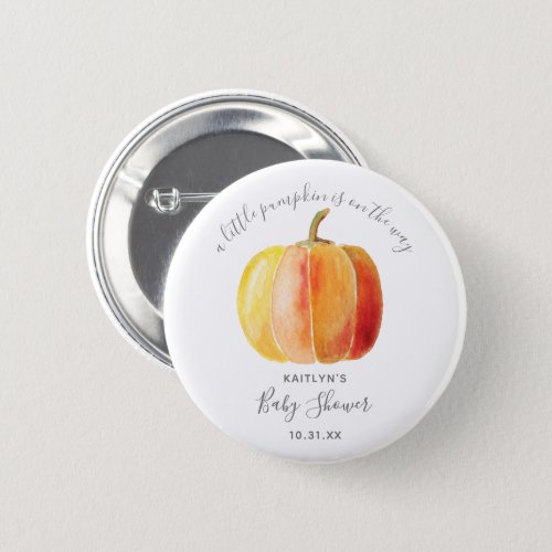 Little Pumpkin Baby Shower Button
