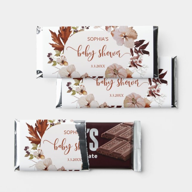 Little pumpkin baby shower chocolate hershey bar favors (Front)