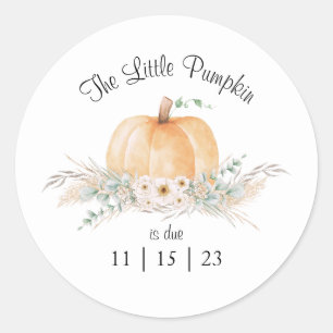 Little Pumpkin Baby Shower Circle Sticker