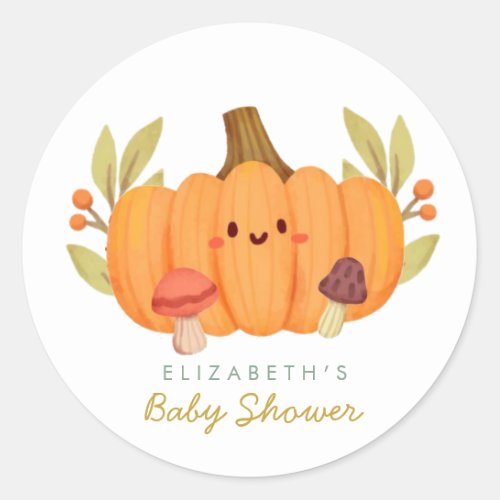 Little Pumpkin Baby Shower Classic Round Sticker