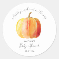 Little Pumpkin Baby Shower Classic Round Sticker