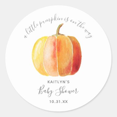 Little Pumpkin Baby Shower Classic Round Sticker