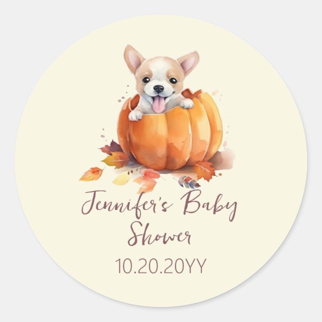 Little Pumpkin Baby Shower  Classic Round Sticker (Front)