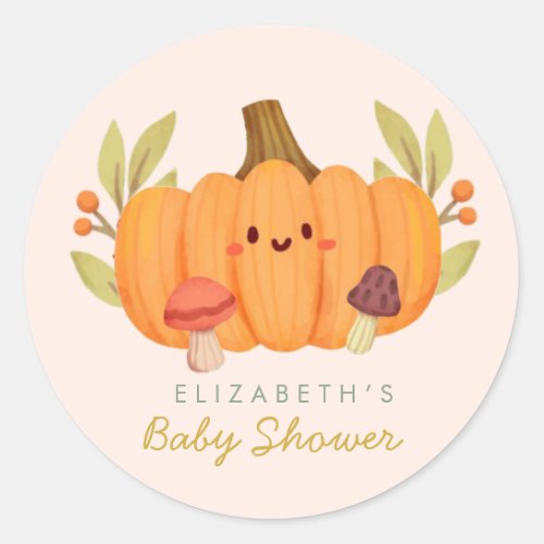 Little Pumpkin  Baby Shower  Classic Round Sticker