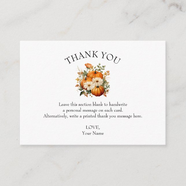 Little Pumpkin Baby Shower Cozy Fall Thank you Enclosure Card (Front)