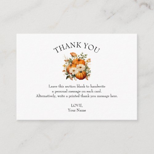 Little Pumpkin Baby Shower Cozy Fall Thank you Enclosure Card