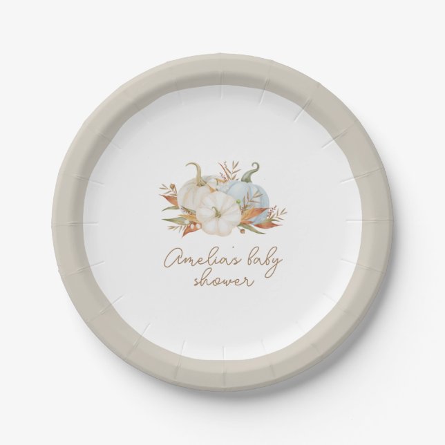 Little Pumpkin Baby Shower Custom Paper Plates (Front)