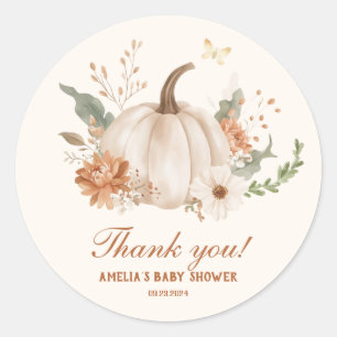 Little Pumpkin Baby Shower Cute Fall-Themed Classic Round Sticker