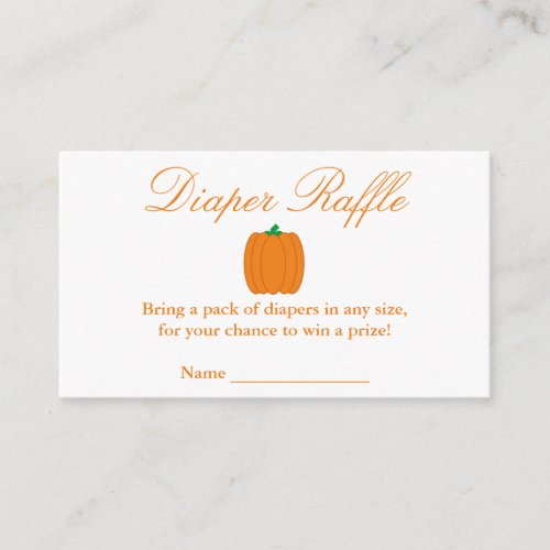Little Pumpkin Baby Shower Diaper Raffle Card