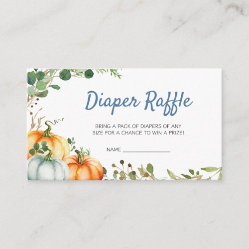 Little Pumpkin Baby Shower Diaper Raffle Enclosure Card