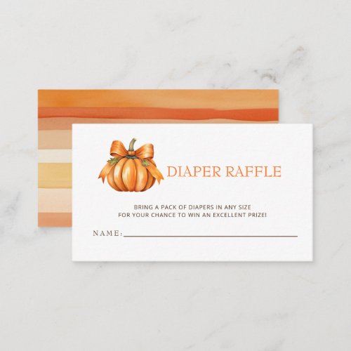 Little pumpkin Baby Shower Diaper Raffle Enclosure Card
