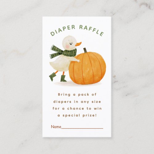 Little Pumpkin Baby Shower Diaper Raffle Enclosure Card