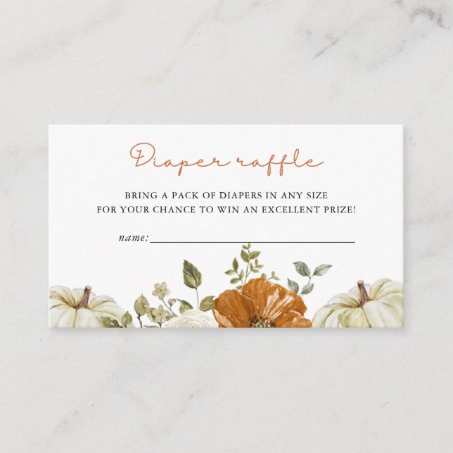 Little Pumpkin Baby Shower Diaper Raffle Enclosure Card (Front)