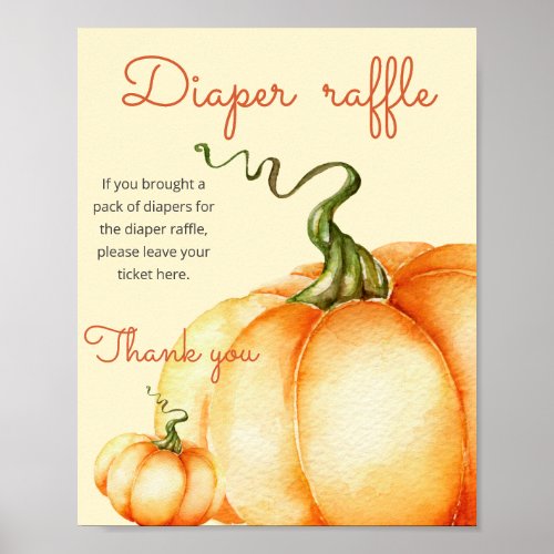 Little Pumpkin baby shower Diaper raffle Poster