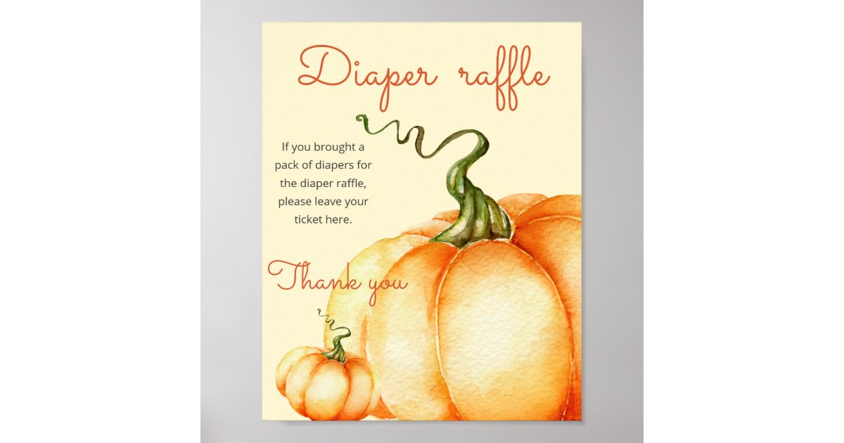 Little Pumpkin baby shower Diaper raffle Poster | Zazzle
