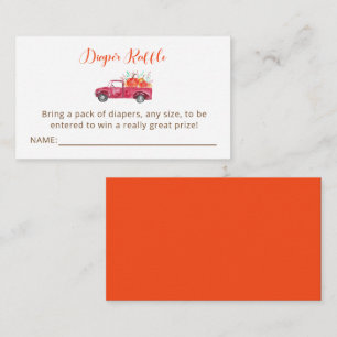 Little Pumpkin Baby Shower Diaper Raffle Red Truck Enclosure Card