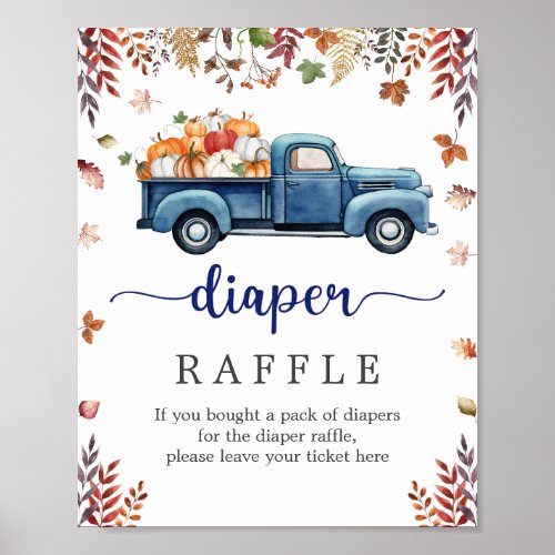 Little Pumpkin Baby Shower Diaper Raffle Sign