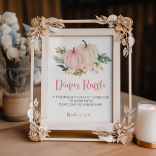 Little Pumpkin Baby Shower Diaper Raffle Sign
