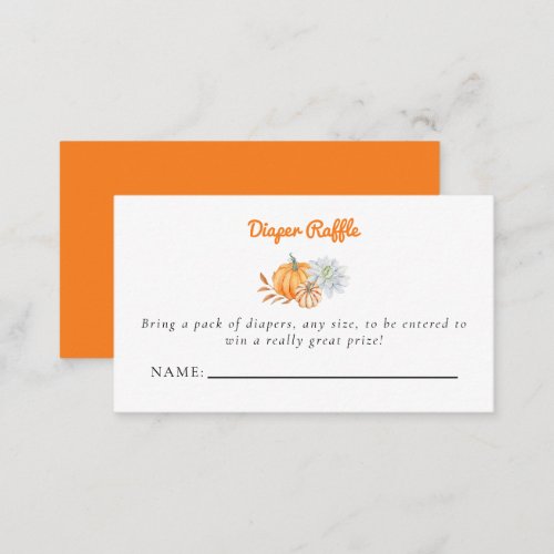 Little Pumpkin Baby Shower Diaper Raffle Ticket Enclosure Card