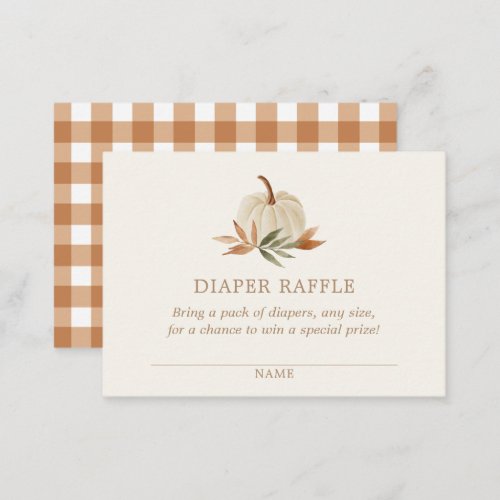 Little Pumpkin Baby Shower Diaper Raffle Ticket Enclosure Card