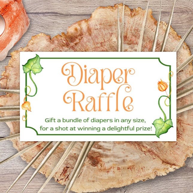Little Pumpkin Baby Shower Diaper Raffle Ticket Enclosure Card (Creator Uploaded)