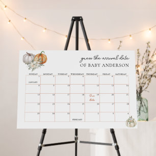 Little Pumpkin Baby Shower Due Date Calendar Foam Board