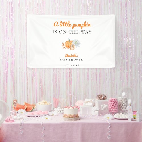 Little Pumpkin Baby Shower Elegant Simple Modern  Banner