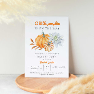 Little Pumpkin Baby Shower Elegant Simple Modern Invitation
