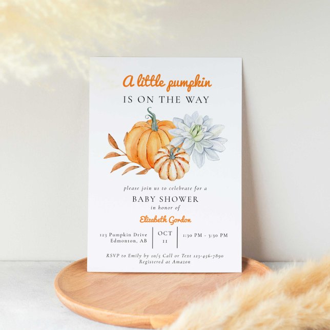 Little Pumpkin Baby Shower Elegant Simple Modern Invitation (Creator Uploaded)