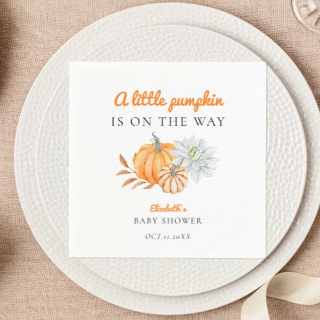 Little Pumpkin Baby Shower Elegant Simple Modern Napkins (Creator Uploaded)