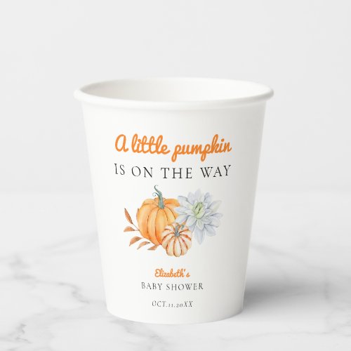 Little Pumpkin Baby Shower Elegant Simple Modern  Paper Cups