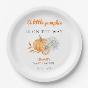 Little Pumpkin Baby Shower Elegant Simple Modern Paper Plates