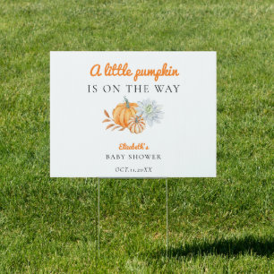 Little Pumpkin Baby Shower Elegant Simple Modern Sign