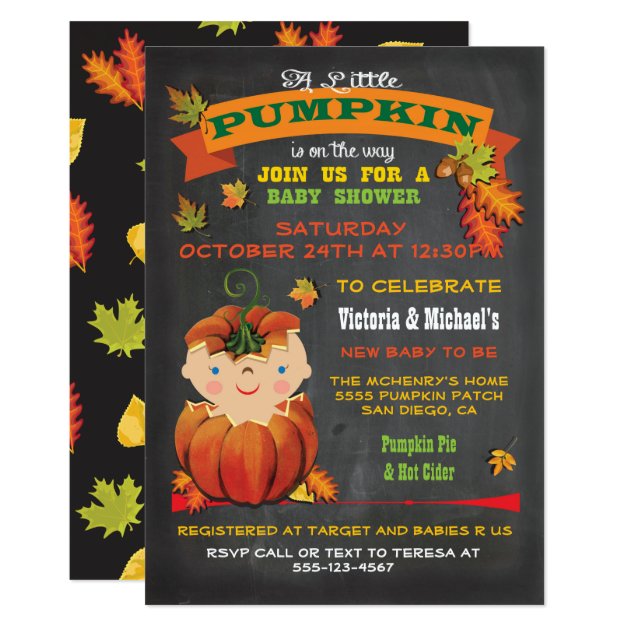Little Pumpkin Baby Shower Fall Invitations