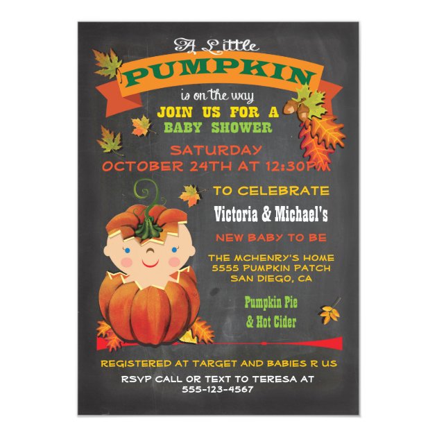Little Pumpkin Baby Shower Fall Invitations