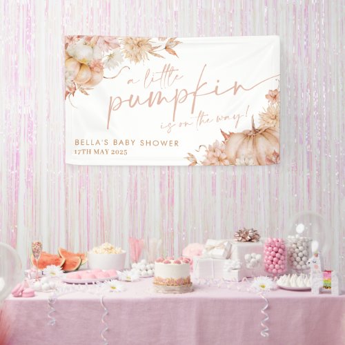 Little Pumpkin Baby Shower Fall Pink Floral Banner